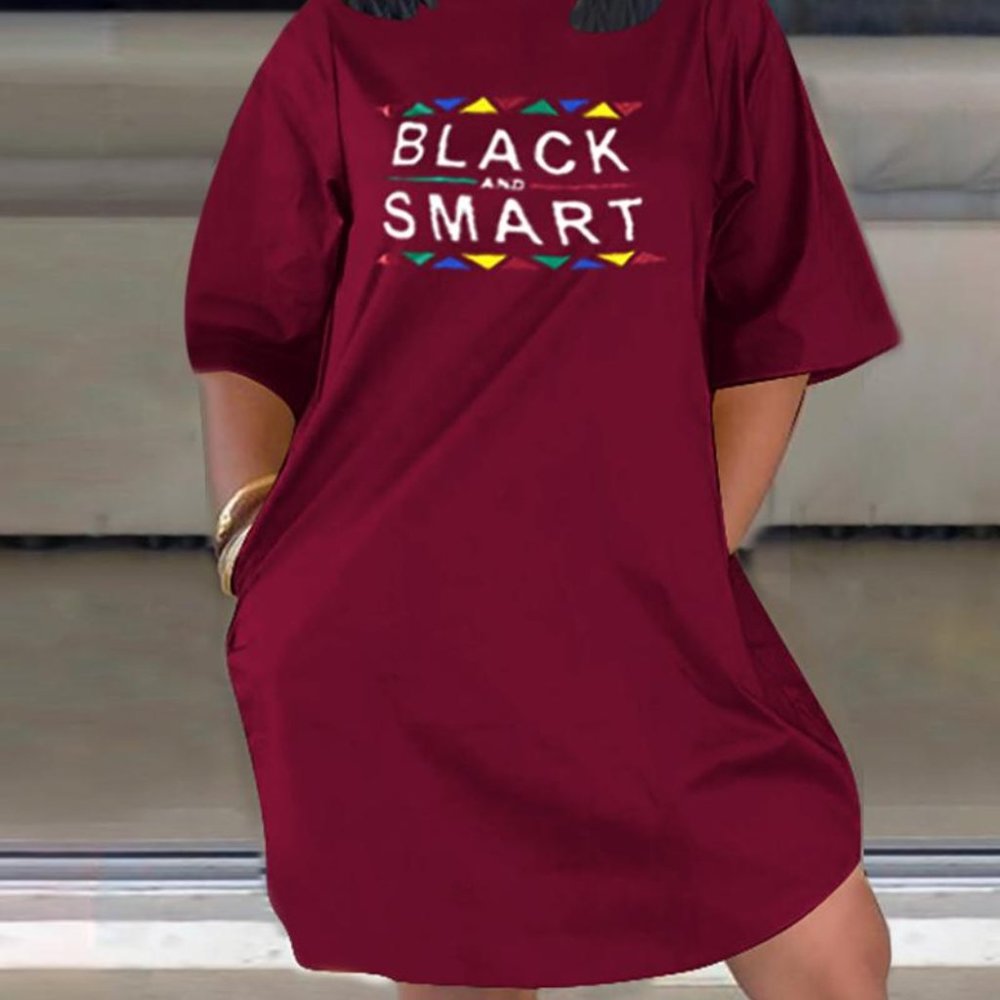 Letter Print Casual Loose Dress